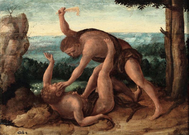 Scuola dell’Italia centrale del XVI secolo Caino e Abele  - Auction Old Masters Paintings - I - Cambi Casa d'Aste