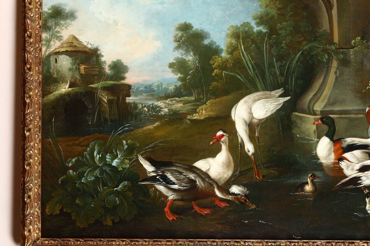 Jaques Charles Oudry (1720 - 1778)paesaggio con Uccelli Lacustri