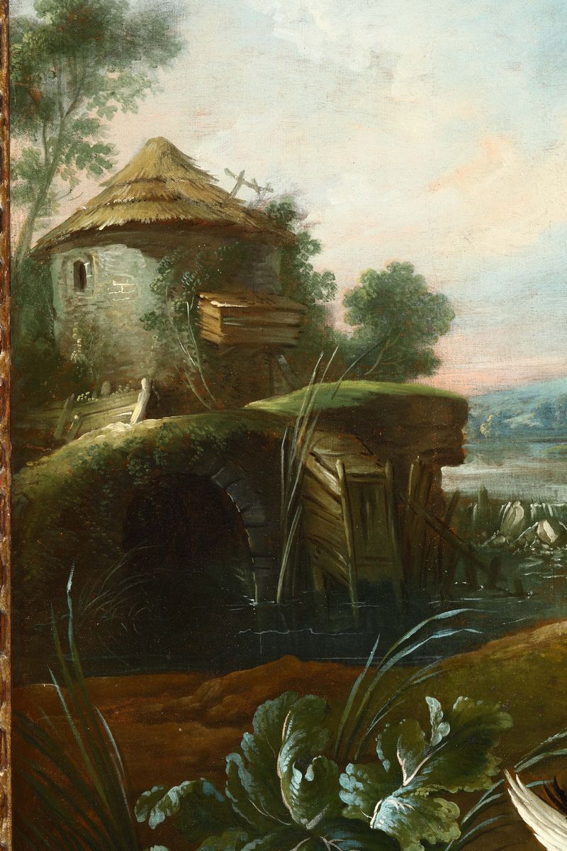Jaques Charles Oudry (1720 - 1778)paesaggio con Uccelli Lacustri