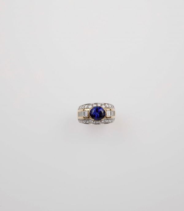 Sri Lankan sapphire and diamond ring