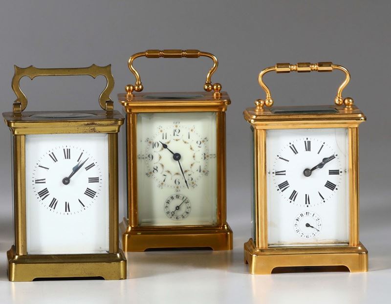 Tre officielle in ottone dorato, XIX secolo  - Auction From the Collection of a Maître-Horloger - Cambi Casa d'Aste