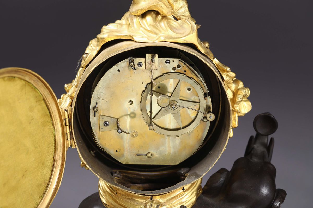 Orologio in Bronzo Dorato con Elefante, Francia, Causard Duroy, XIX Secolo