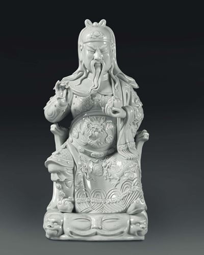 Dignitario Seduto in Porcellana Blanc De Chine, Cina, XX Secolo