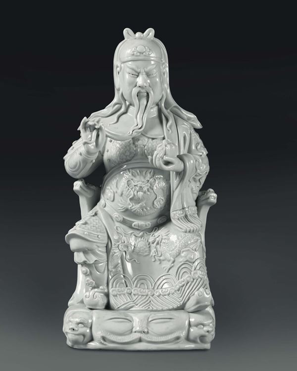Dignitario seduto in porcellana Blanc de Chine, Cina, XX secolo