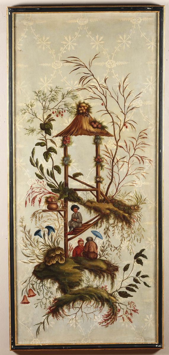Insieme di sei pannelli decorati a cineserie, Piemonte XVIII secolo (?)