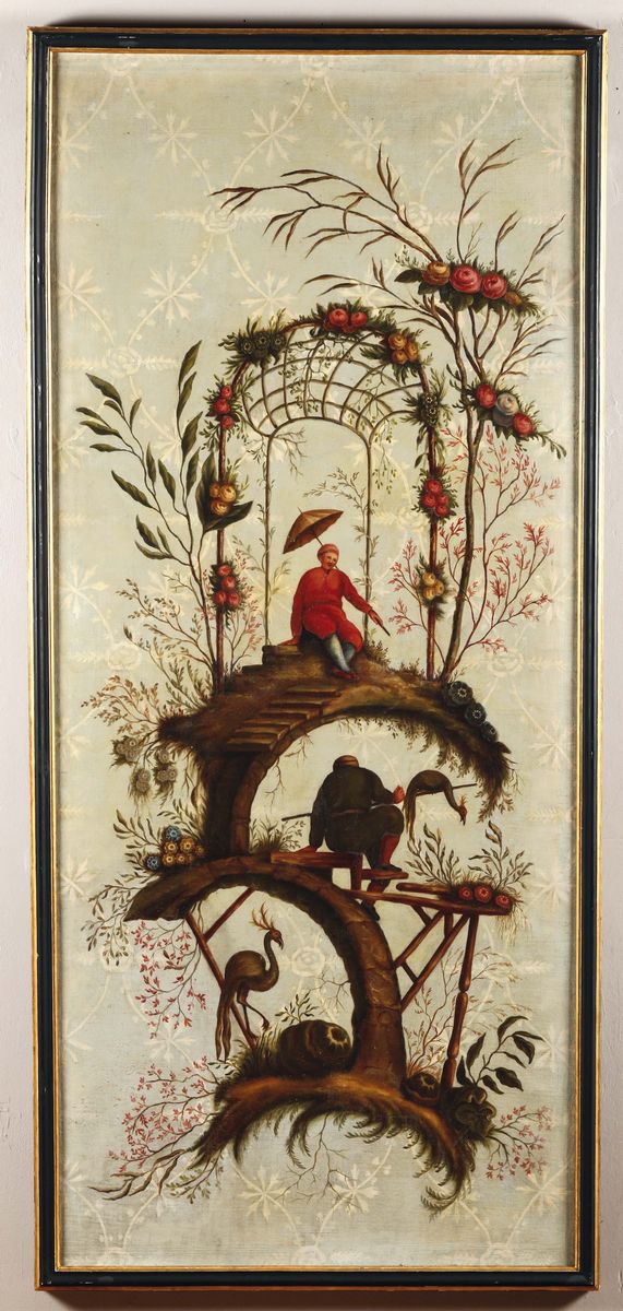 Insieme di Sei Pannelli Decorati a Cineserie, Piemonte XVIII Secolo (?)