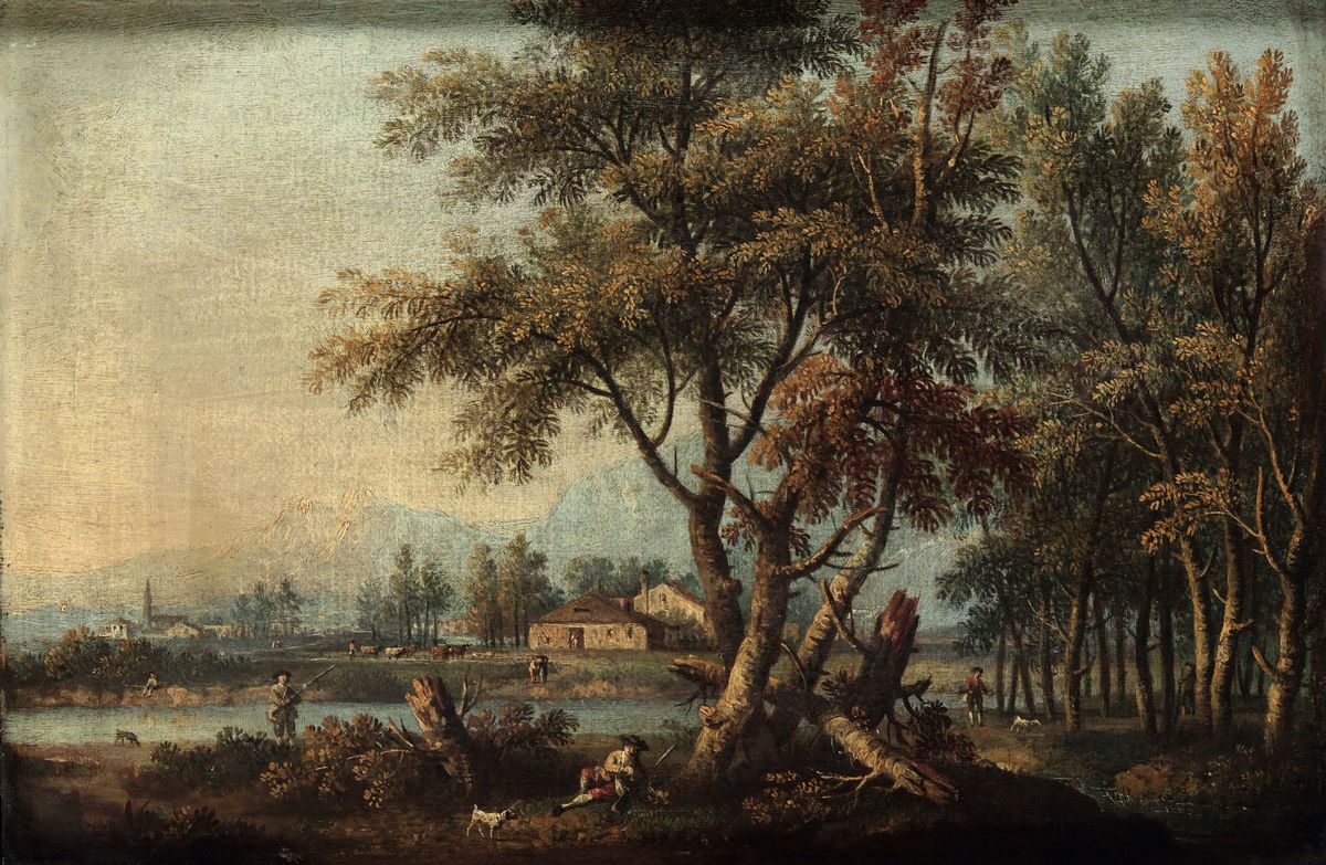 Giovan Battista Cimaroli (1687-1753)paesaggi con Figure e Cavalieri
