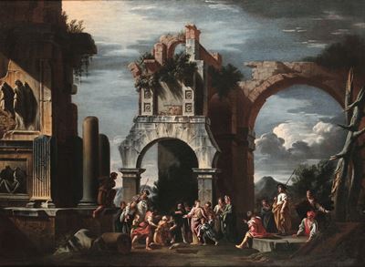 Giovanni Ghisolfi (milano 1623-1683)architetture con Figure