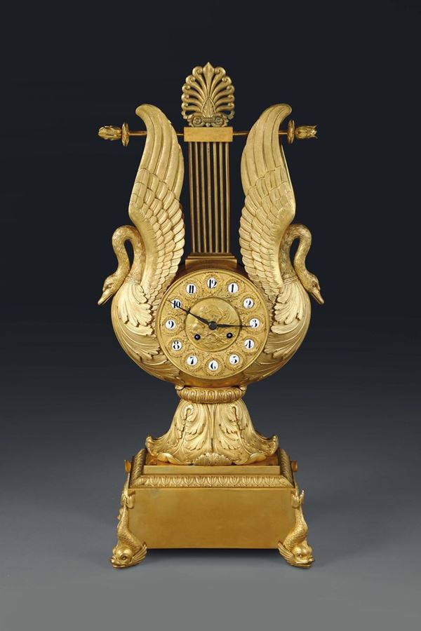 A Charles X table pendulum clock in gilt bronze, France 19th century
