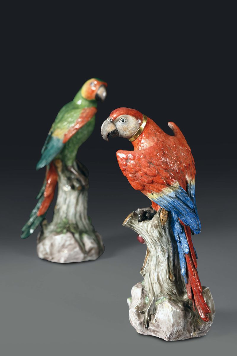 Coppia di Pappagalli Meissen, 1900 Circa