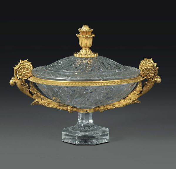 Coppa in cristallo e bronzo dorato, Francia XIX secolo