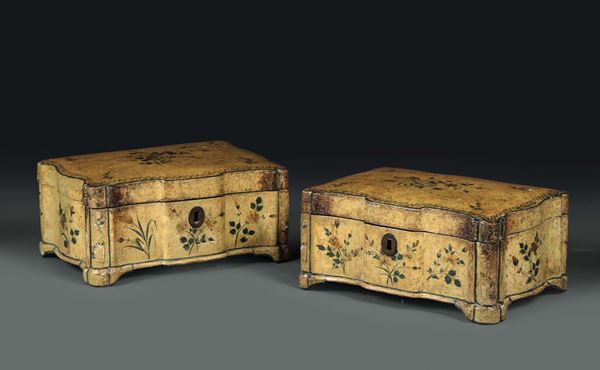 Due scatole laccate a fiori, Venezia XVIII secolo