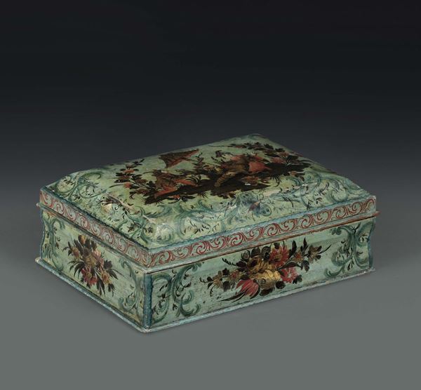 A lacquered box with Arte povera decoration, Venice 18th century