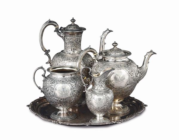 A set in silver-plated metal, England 20th century