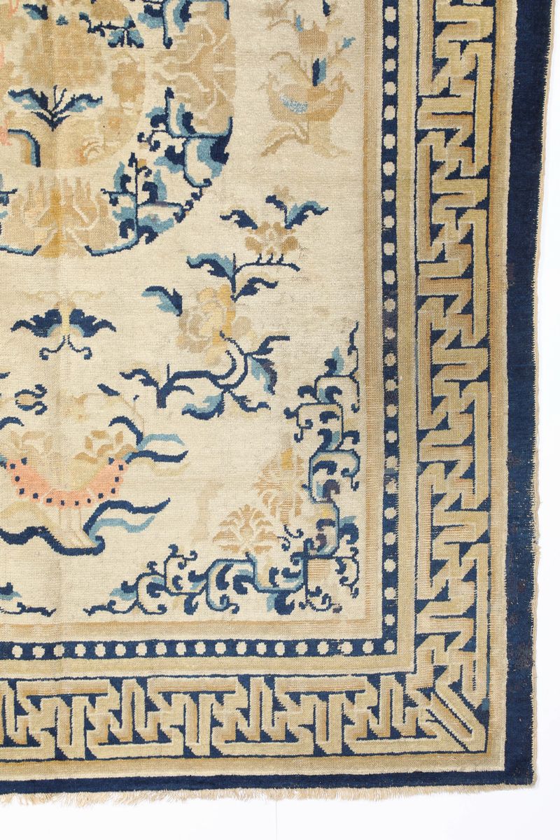 Tappeto Cinese Tipo Ninxia Metà XIX Secolo