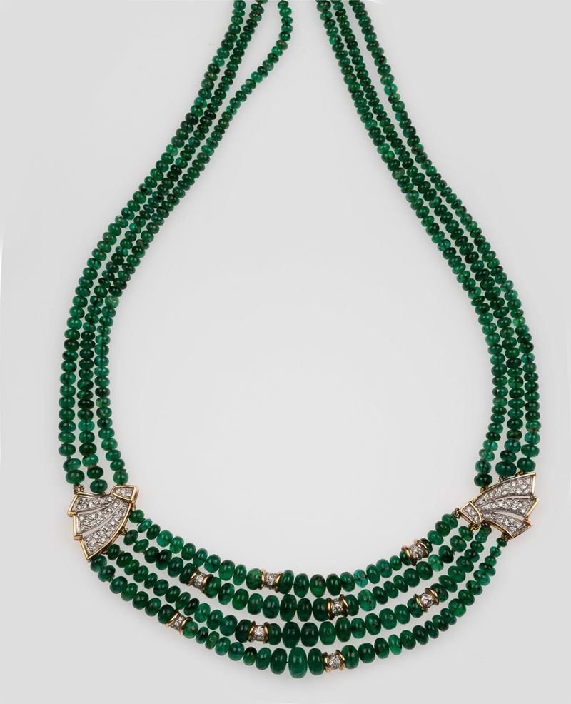 Collana con smeraldi ed inserti con diamanti  - Asta Fine Jewels - II - Cambi Casa d'Aste