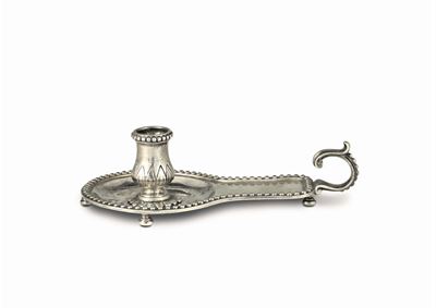Bugia in Argento Fuso, Cesellato e Inciso, Argentiere Isidoro Mascioni, Ancona 1770 Circa