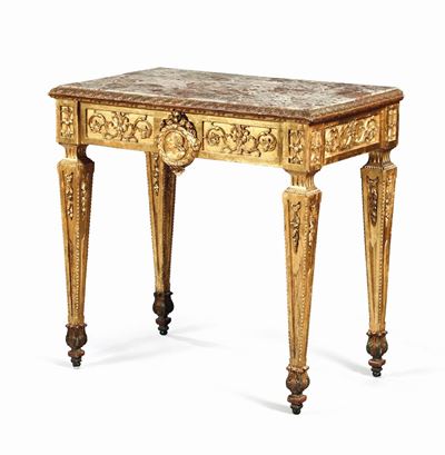 Console Luigi XVI in Legno Intagliato e Dorato, Fine XVIII Secolo