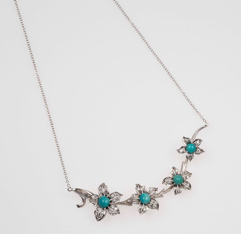 Turquoise and diamond necklace  - Auction Fine Jewels - II - Cambi Casa d'Aste