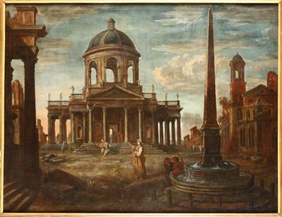 Scuola Italiana del XVIII Secoloarchitetture con Figure