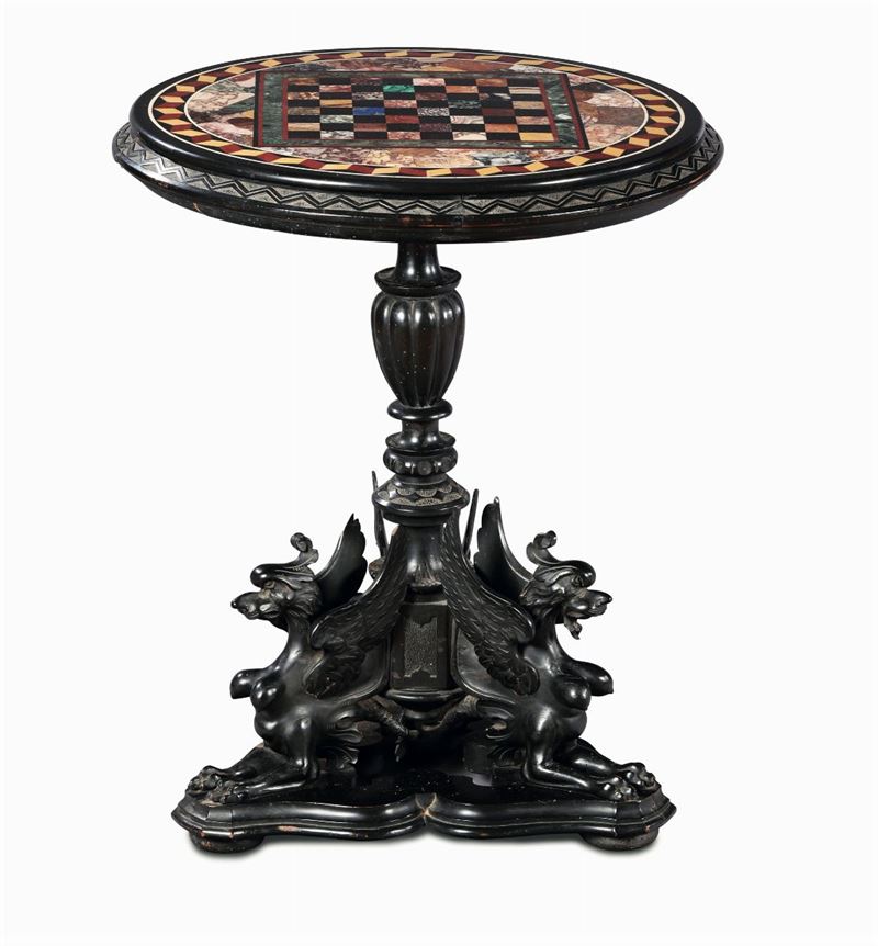 Tavolino da gioco con piano in marmi policromi, XIX secolo  - Asta Antiquariato - Cambi Casa d'Aste