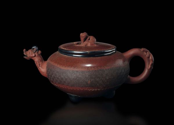 An Yixing teapot with dragon spout, China, Qing Dynasty, 19th century