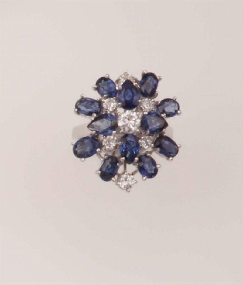 Diamond e sapphire ring  - Auction Fine Jewels - II - Cambi Casa d'Aste