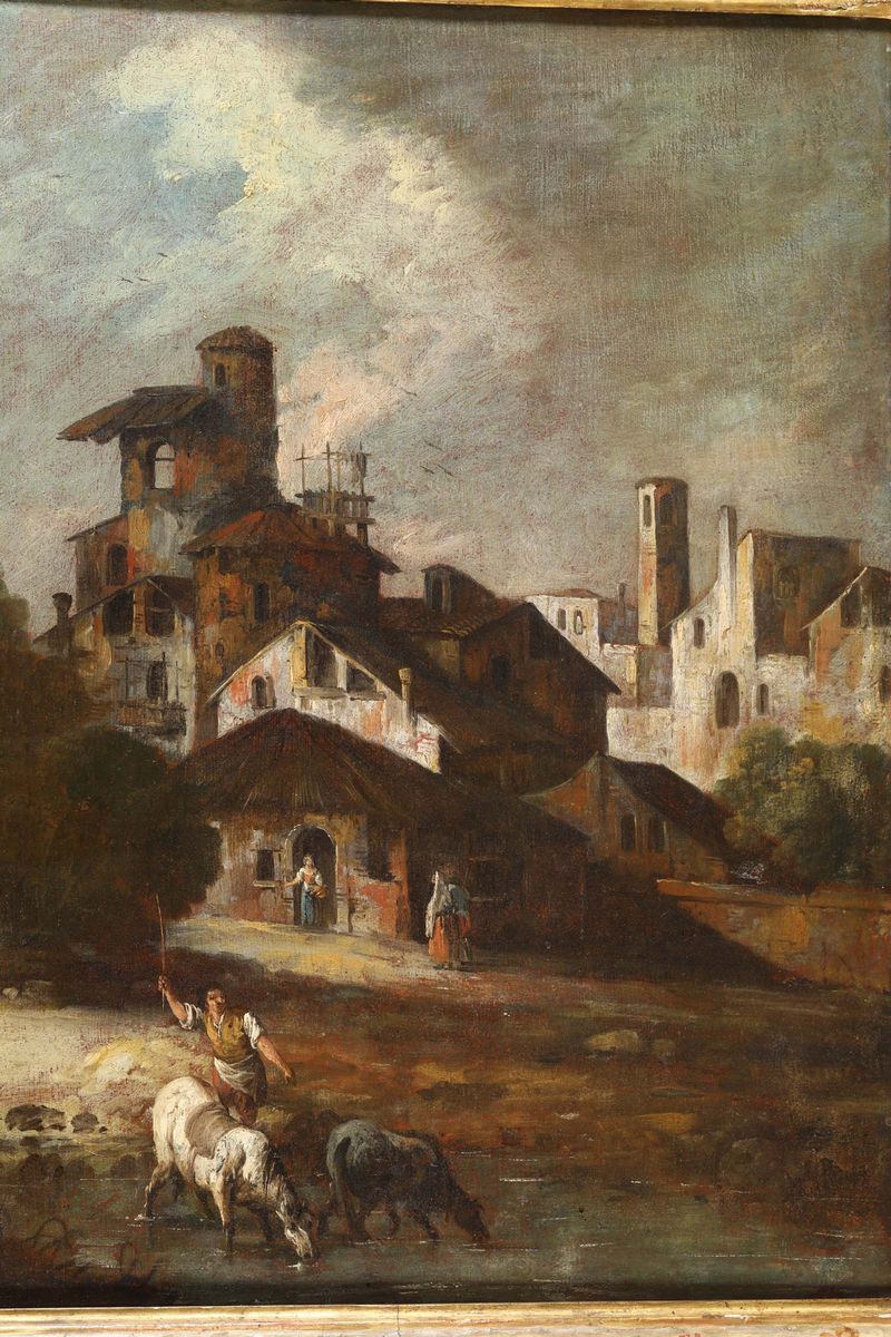 Giuseppe Zais (forno di Canale 1709 - Treviso 1784)coppia di Paesaggi con Figure