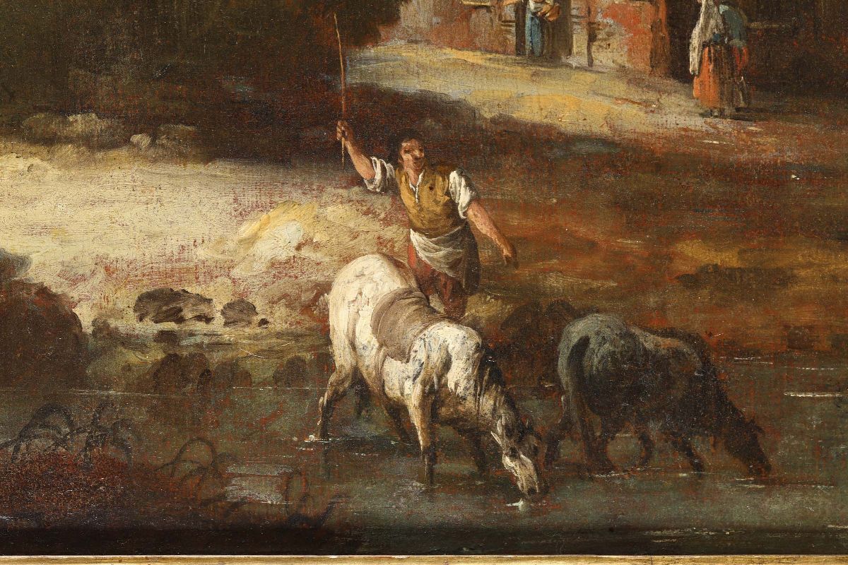 Giuseppe Zais (forno di Canale 1709 - Treviso 1784)coppia di Paesaggi con Figure