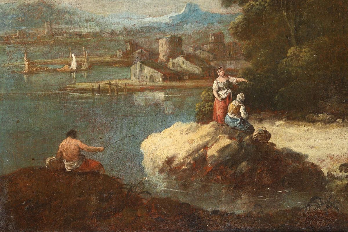 Giuseppe Zais (forno di Canale 1709 - Treviso 1784)coppia di Paesaggi con Figure