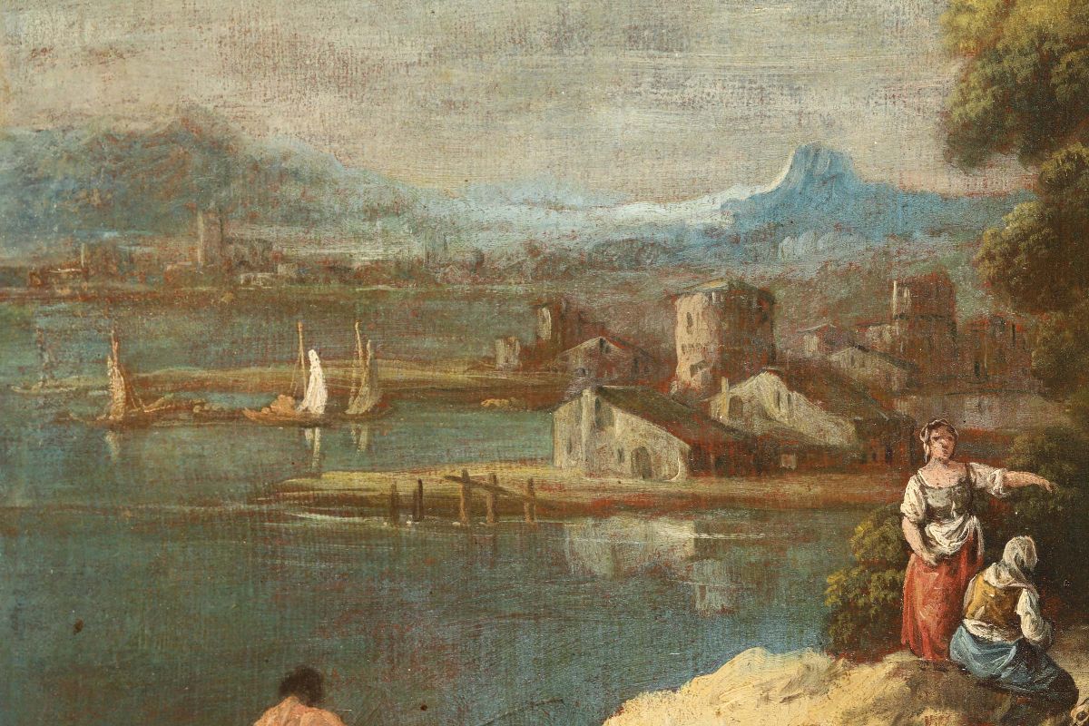 Giuseppe Zais (forno di Canale 1709 - Treviso 1784)coppia di Paesaggi con Figure