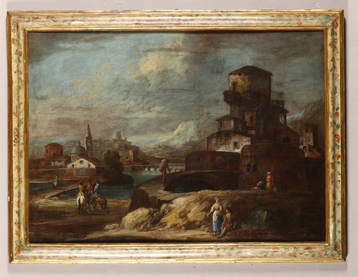Giuseppe Zais (forno di Canale 1709 - Treviso 1784)coppia di Paesaggi con Figure