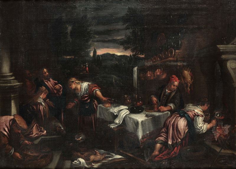 Jacopo da Ponte detto Bassano (1510/18-1592)bottega di Scena allegorica  - Auction Old Masters Paintings - I - Cambi Casa d'Aste