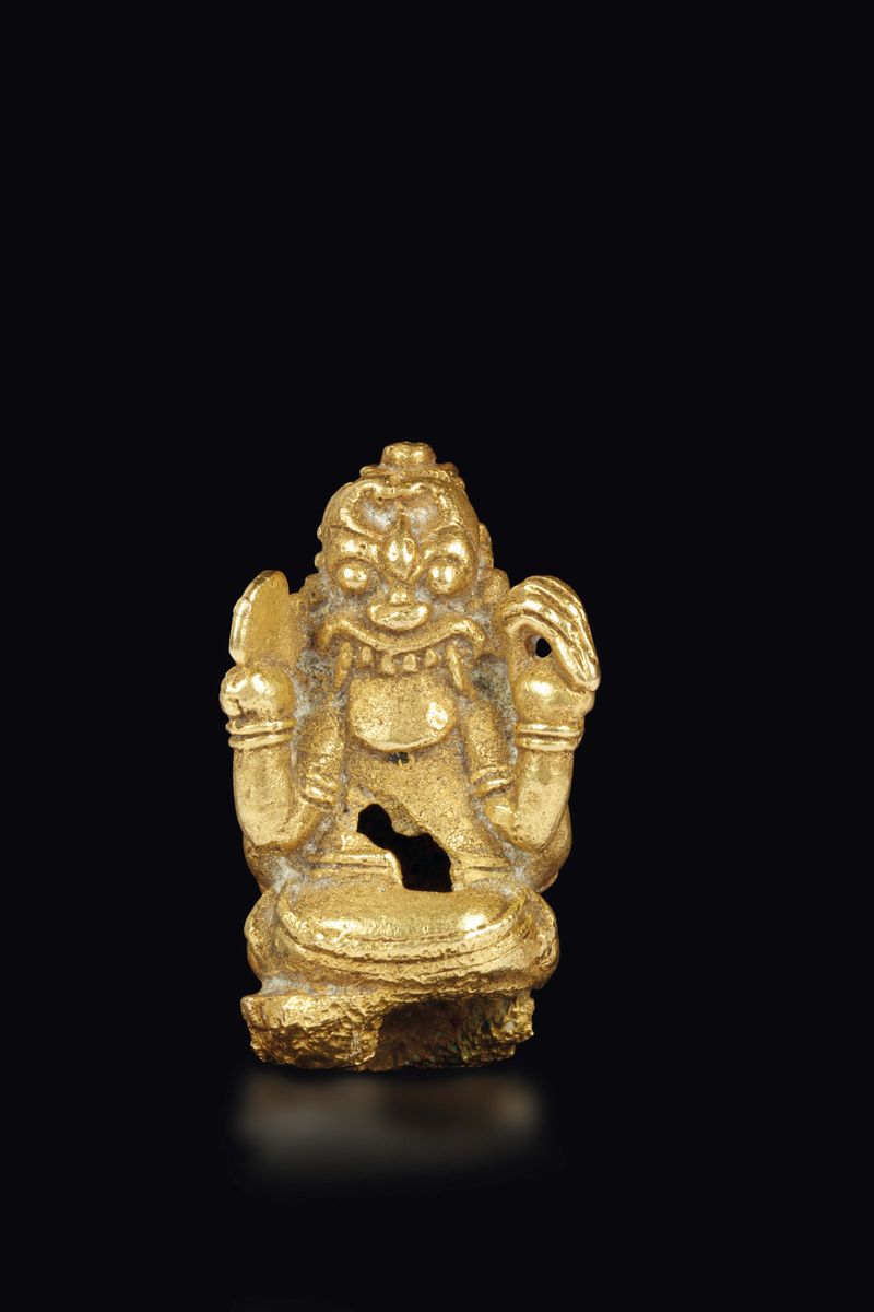 Piccola Figura di Ganesh in Oro, Nepal, XVIII Secolo
