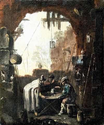 Alessandro Magnasco (genova 1667-1749)soldati che Giocano ai Dadi
