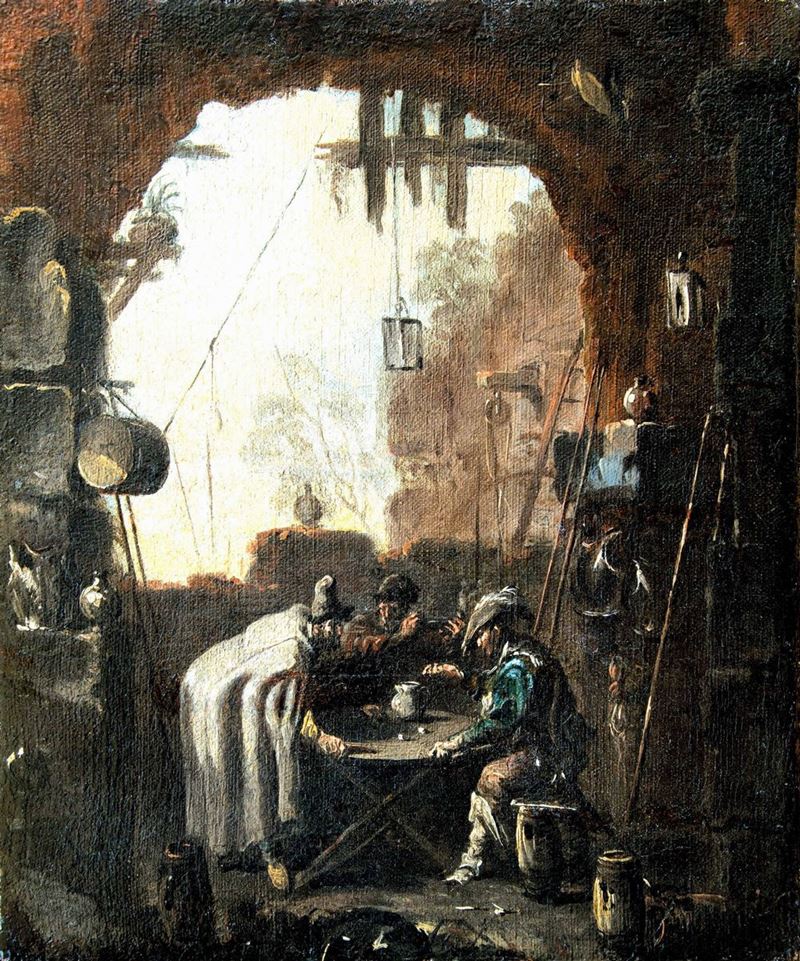 Alessandro Magnasco (Genova 1667-1749) Soldati che giocano ai dadi  - Asta Dipinti Antichi - Cambi Casa d'Aste