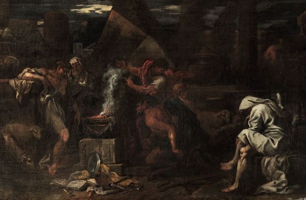 Salvator Rosa (Napoli 1615 - Roma 1673), attribuito a Scena di sacrificio