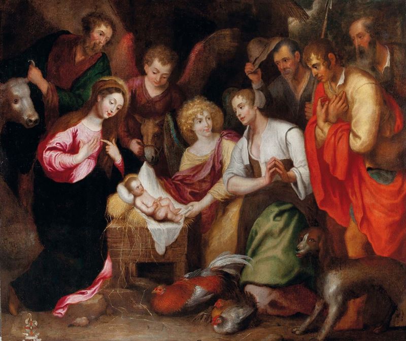 Pittore fiammingo-genovese del XVII secolo Sacra Famiglia  - Auction Old Masters Paintings - Cambi Casa d'Aste