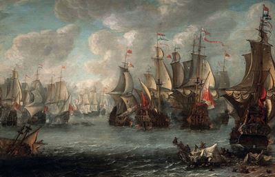 Pieter Cornelisz Van Soest (1600 - 1667)battaglia Navale tra le Flotte Inglesi e Olandesi