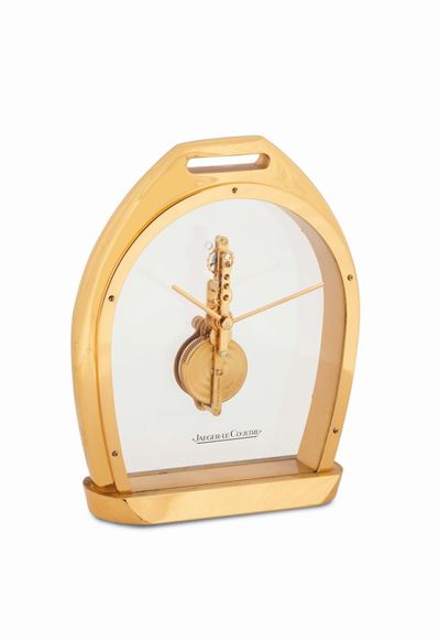 Jaeger Lecoultre, Ref. 215.005, Ferro di Cavallo. Orologio da Scrivania Scheletrato in Ottone Dor...
