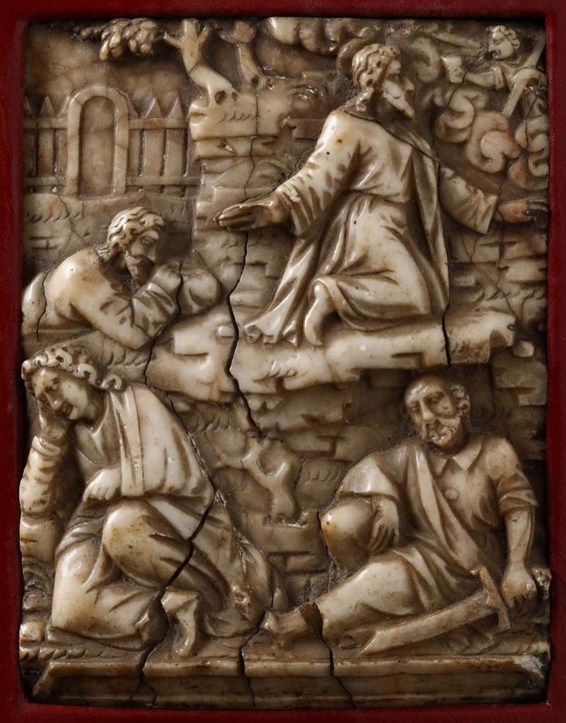 Gesù nell’orto dei Getsemani, rilievo in alabastro, Malines XVII secolo  - Asta Scultura e Oggetti d'Arte - Cambi Casa d'Aste