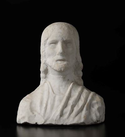 Busto di Redentore in Marmo Bianco. Scultore Rinascimentale Toscano della Seconda Metà del XV Sec...