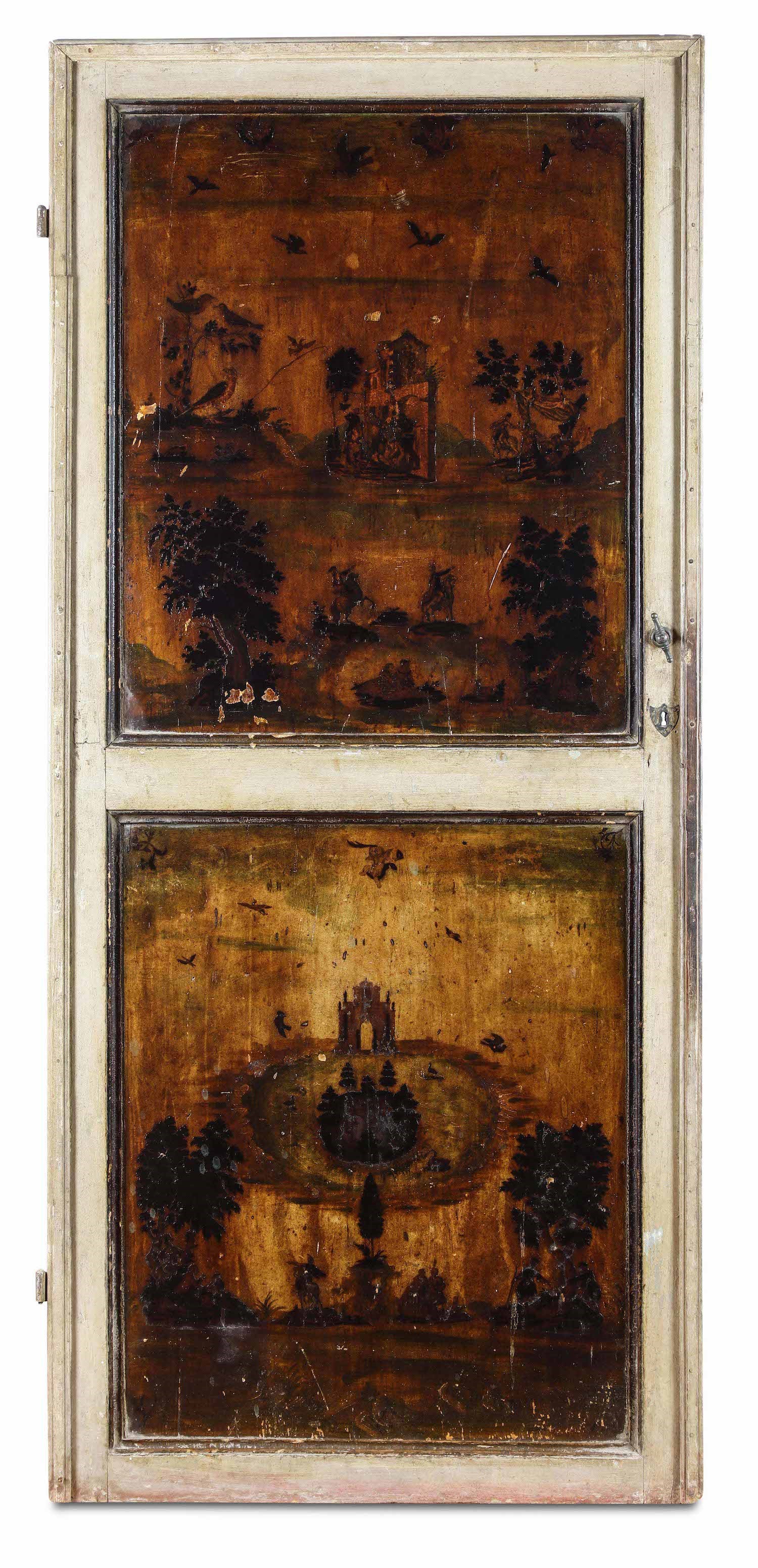 Quattro Porte in Legno Laccato e Dipinto Ad Arte Povera, Veneto XVIII-XIX Secolo