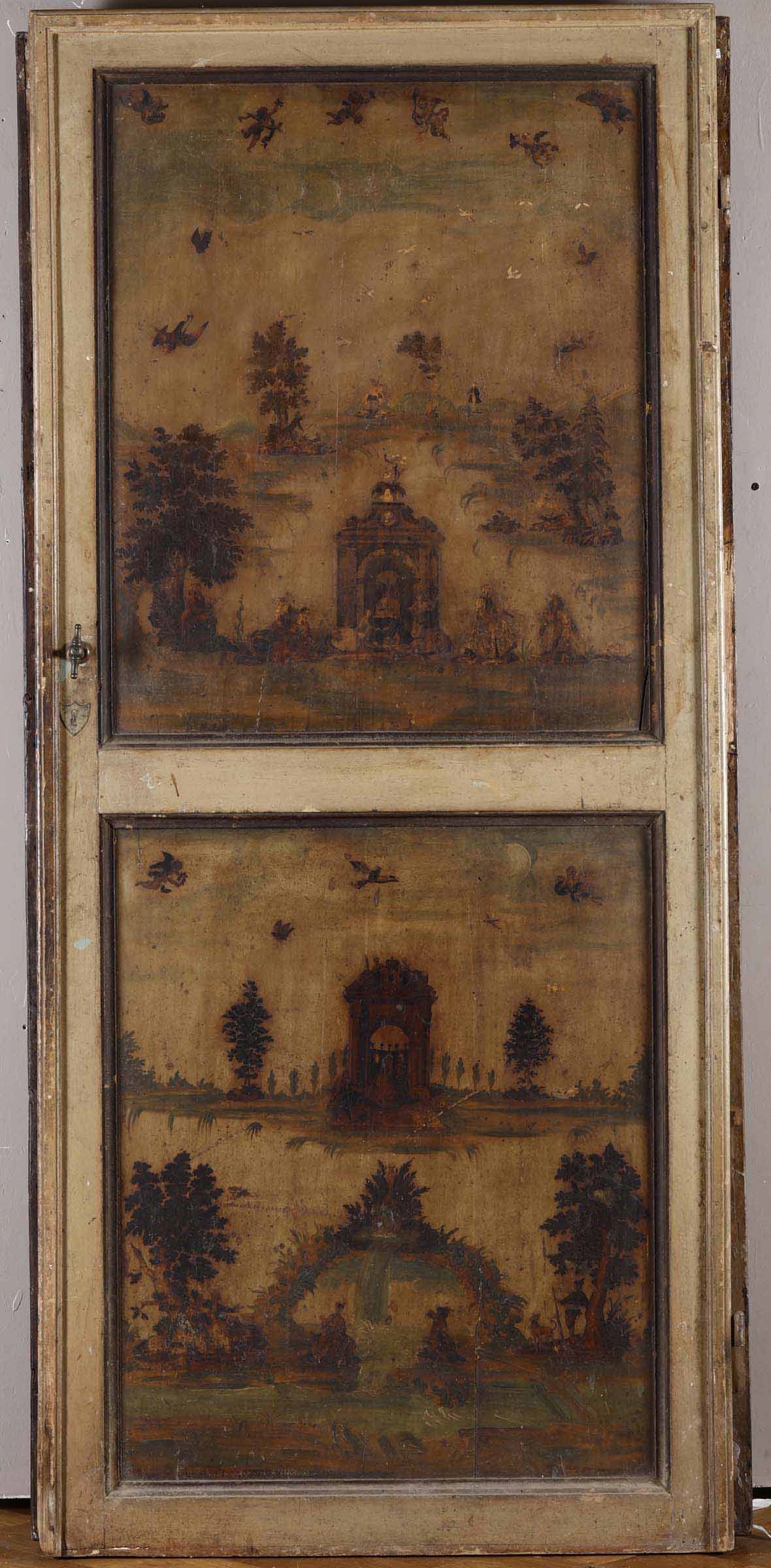 Quattro Porte in Legno Laccato e Dipinto Ad Arte Povera, Veneto XVIII-XIX Secolo