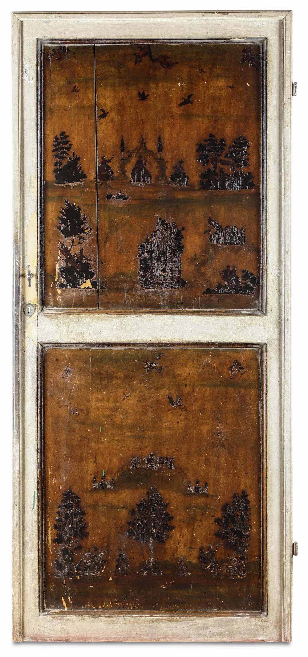 Quattro Porte in Legno Laccato e Dipinto Ad Arte Povera, Veneto XVIII-XIX Secolo