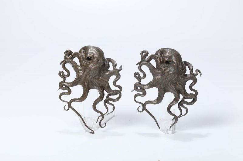 Due polpi in bronzo, XX secolo  - Auction Asta a Tempo antiquariato - II - Cambi Casa d'Aste