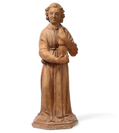 Angelo Reggicero in Terracotta. Plasticatore Rinascimentale Attivo tra il XV ed il XVI Secolo.