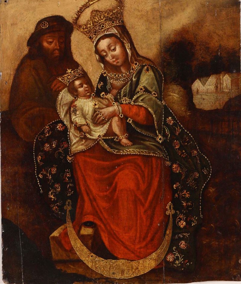 Scuola veneto cretese del XVII secolo Sacra Famiglia  - Asta Antiquariato - Cambi Casa d'Aste