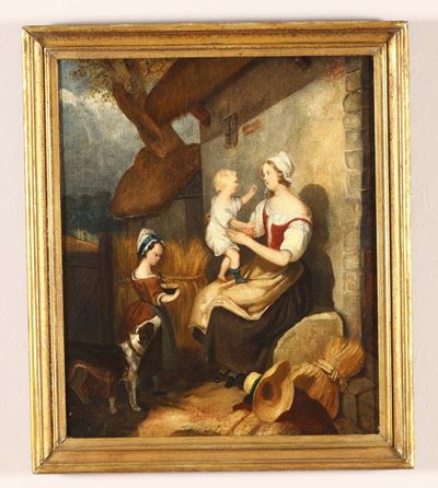 Scuola Francese del XIX Secolocontadina con Bambina