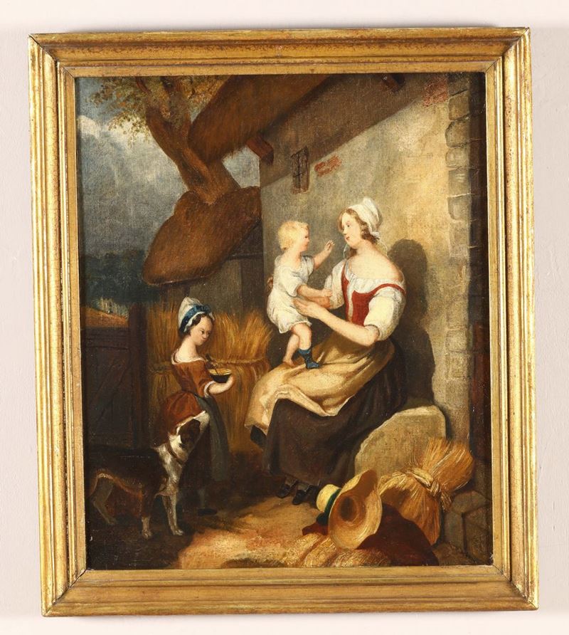 Scuola francese del XIX secolo Contadina con bambina  - Asta Asta a Tempo antiquariato - II - Cambi Casa d'Aste